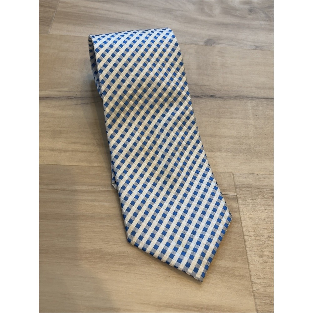 Ermenegildo Zegna Mens Silk Tie Classic Light Blue Geometric Italy